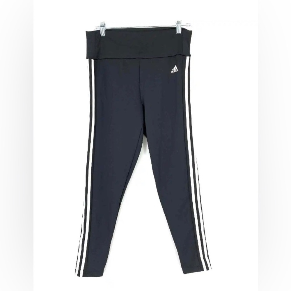 Adidas Women's Size L 3 Stripes Leggings Skinny Leg High Rise Black White
